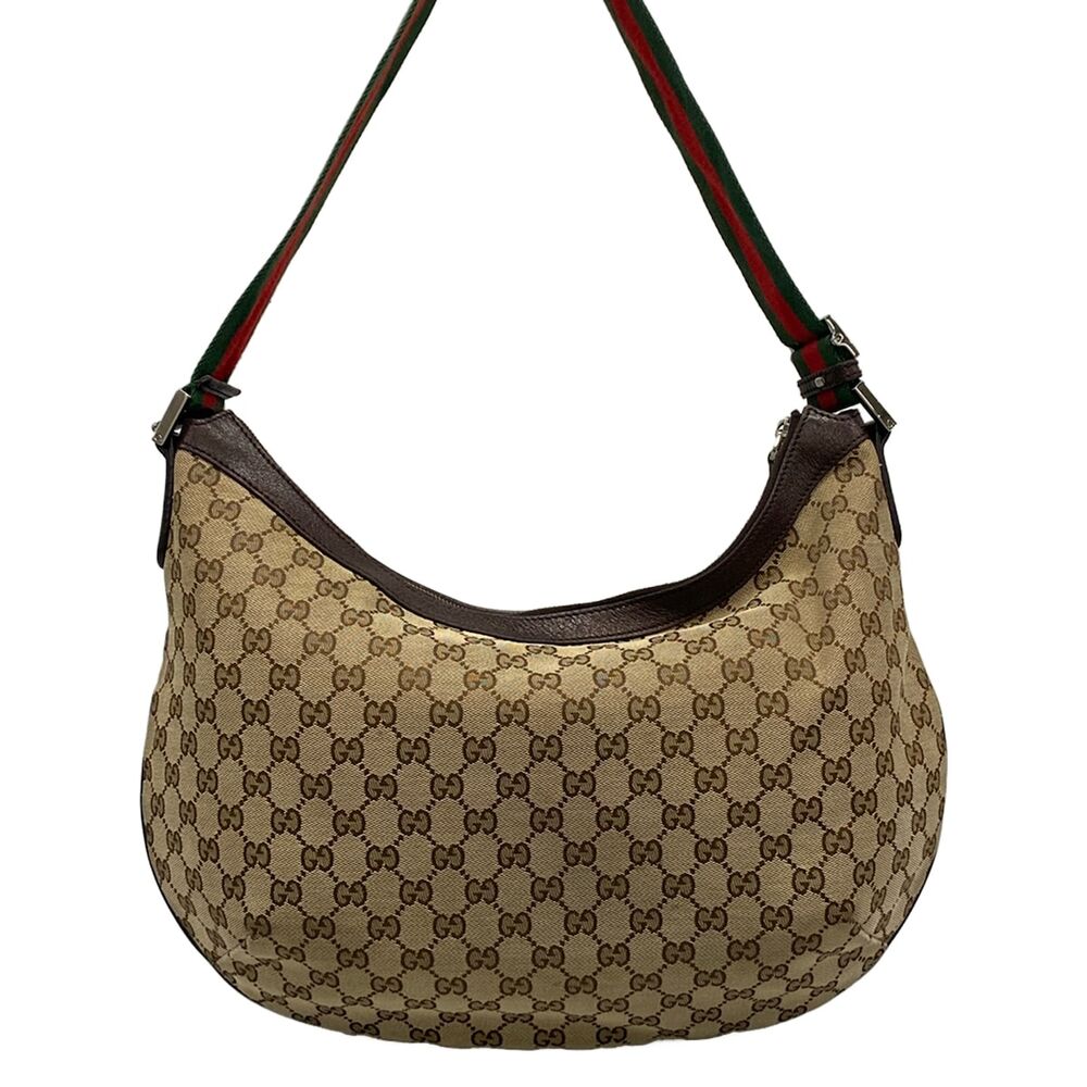 Gucci GG/Shelly Shoulder Bag 189752 Beige Dark Brown Multi Jacquard Leather - Picture 3 of 15